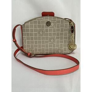 Anne Klein Crossbody Bag Lion Head Charm Coral and‎ Tan